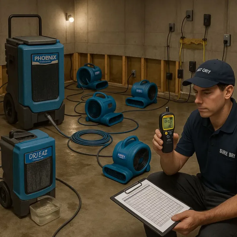 Structural Drying and Dehumidification process in Bonsall, CA
